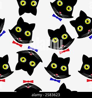 Nahtloses Muster mit Katzen-Gesichtern. Stock Vektor