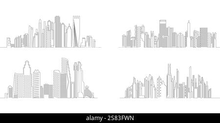 Durchgehende Linienzeichnung des Haus- und Wohnbaukonzepts Stock Vektor