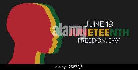 Tag Der Emanzipation. Afroamerikanischer Unabhängigkeitstag. Banner für den jugendlichen Feiertag Stock Vektor