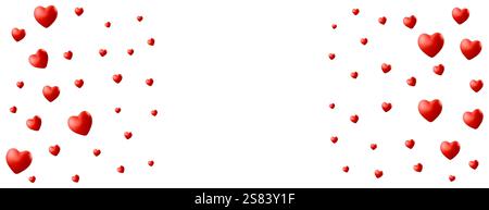 3D realistisches rotes Herzmuster auf weißem Hintergrund für Valentinstag, Muttertag, Liebeskartendesign Stock Vektor