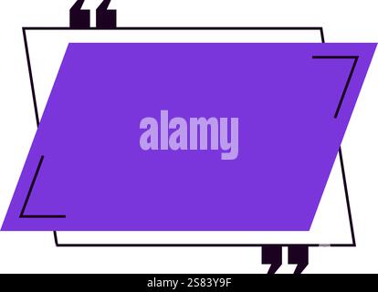 Anführungsfeld mit Anführungszeichen um ein Dialogfeld, mit leuchtendem lila Hintergrund und einem eleganten weißen und schwarzen Rahmen, perfekt Stock Vektor