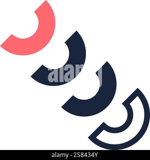 Modernes und abstraktes Design mit rosafarbenen und blauen Halbkreisen, die ein optisch ansprechendes Muster auf einem sauberen weißen Hintergrund schaffen, ideal für Stock Vektor