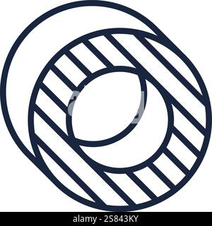 Mit einem einfachen geometrischen Design mit überlappenden Kreisen und Streifen entsteht ein ansprechendes abstraktes Muster voller dynamischer Kurven und Linien Stock Vektor