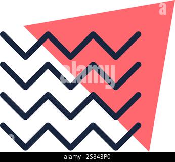 Rosafarbenes Dreieck überlappende dunkelblaue Zick-Zack-Linien auf weißem Hintergrund schaffen ein modernes und lebendiges abstraktes Design, ideal für Hintergründe und Poster Stock Vektor