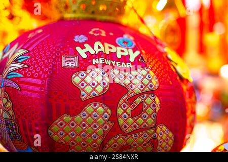 Ein roter „Happy New Year“ lampoon für ein chinesisches Neujahr Stockfoto