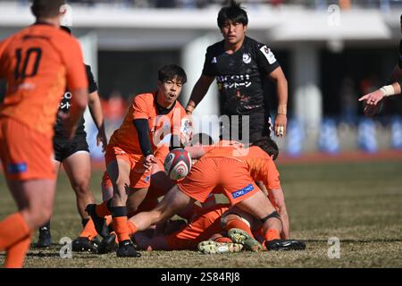 Spears’ Shinobu Fujiwara 2024-25 während des Spiels der Japan Rugby League One zwischen Kubota Spears Funabashi Tokyo Bay und Ricoh BlackRams Tokyo im Spears Edoriku Field (Edogawa Athletic Stadium) in Tokio, Japan am 18. Januar 2025. Quelle: AFLO/Alamy Live News Stockfoto