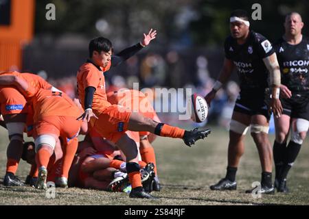 Spears’ Shinobu Fujiwara 2024-25 während des Spiels der Japan Rugby League One zwischen Kubota Spears Funabashi Tokyo Bay und Ricoh BlackRams Tokyo im Spears Edoriku Field (Edogawa Athletic Stadium) in Tokio, Japan am 18. Januar 2025. Quelle: AFLO/Alamy Live News Stockfoto