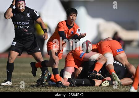 Spears’ Shinobu Fujiwara 2024-25 während des Spiels der Japan Rugby League One zwischen Kubota Spears Funabashi Tokyo Bay und Ricoh BlackRams Tokyo im Spears Edoriku Field (Edogawa Athletic Stadium) in Tokio, Japan am 18. Januar 2025. Quelle: AFLO/Alamy Live News Stockfoto