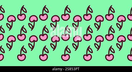 Verspieltes Kirschmuster auf blauem Hintergrund Stock Vektor