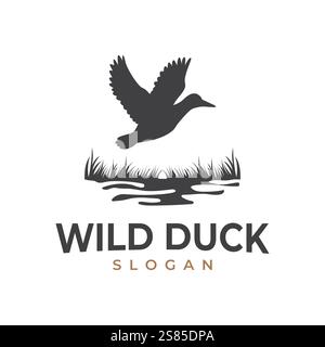 Fliegende Mallard Wilde Ente Silhouette Vektor-Design für Wildtiere Vogel Geflügel Natur Logo Design Stock Vektor