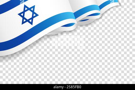 Israel 3D-Flagge isoliert auf transparentem Hintergrund. Grußkarte zum Unabhängigkeitstag Israels. Banner-Illustration mit Vektor-realistischer Flagge Stock Vektor