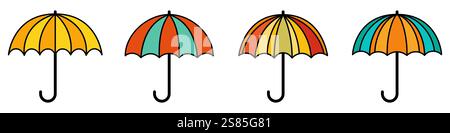 Schirmsymbol. Bunte Regenschirmsymbole. Regenschirmsymbol. Vektorabbildung Stock Vektor