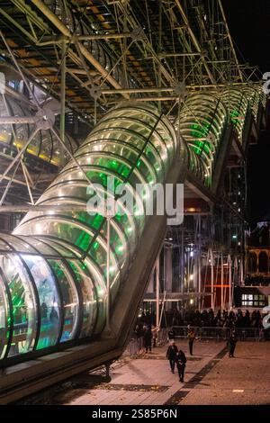Pompidou Centre at Night, Beaubourg, Paris, Frankreich Stockfoto