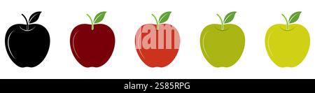 Apple Symbole. Set mit bunten Apfelsymbolen. Apfelfrucht-Symbole. Vektorabbildung Stock Vektor