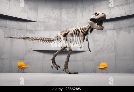 T rex Dinosaurierskelett. Dies ist eine 3D-Darstellung Stockfoto