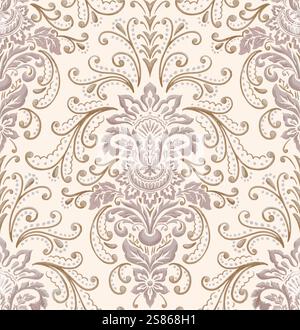 Nahtloses Damastmuster. Vektor klassischer Luxus altmodische Damastverzierung, königliche viktorianische nahtlose Textur für Tapeten, Textil Stock Vektor