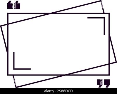 Minimalistischer schwarzer Rahmen mit doppelten Anführungszeichen wartet auf inspirierendes und motivierendes Zitat, isolierte Vektorillustration auf weißem Hintergrund Stock Vektor