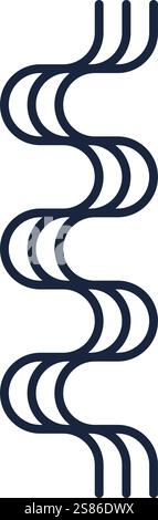 Dreifach gewellte Linien schaffen ein abstraktes dekoratives Muster, das eine Form auf weißem Hintergrund bildet, perfekt für moderne und minimalistische Designs Stock Vektor