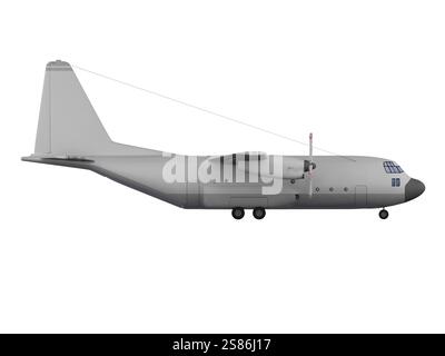 Isoliertes Militärflugzeug auf weißem Hintergrund Stockfoto