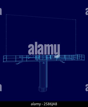 Reklametafeln werden blau dargestellt. Die Plakatwand ist eine große, rechteckige Struktur mit blauem Hintergrund. Die Plakatwand besteht aus Metall Stock Vektor