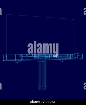Reklametafeln werden blau dargestellt. Die Plakatwand ist eine große, rechteckige Struktur mit blauem Hintergrund. Die Plakatwand besteht aus Metall Stock Vektor