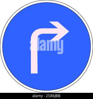 Straßenschild: Obligatorisch rechts an der nächsten Kreuzung Stock Vektor