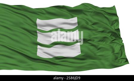 Isolierte Hiroshima City Flagge, die Hauptstadt der japanischen Präfektur, Winkend auf weißem Hintergrund, hohe Auflösung Stockfoto