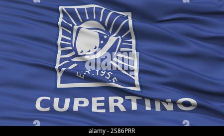Nahaufnahme von Cupertino Stadt Fähnchen im Wind, Bundesstaat Kalifornien, Vereinigte Staaten von Amerika Stockfoto