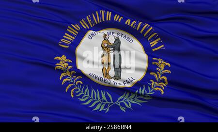 Closeup Kentucky Flagge am Fahnenmast, USA Zustand, winken im Wind, hohe Auflösung Stockfoto