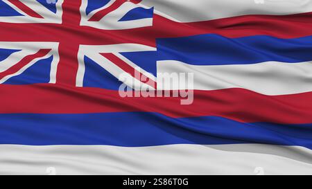 Closeup Hawaii Flagge am Fahnenmast, USA Zustand, winken im Wind, hohe Auflösung Stockfoto