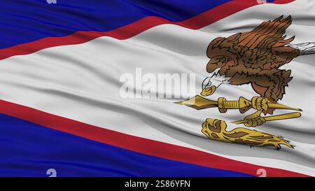 Closeup Amerikanisch Samoa Flagge am Fahnenmast, USA Zustand, winken im Wind, hohe Auflösung Stockfoto