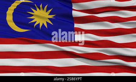 Nahaufnahme Malaysia Flag, winkend im Wind, hohe Auflösung Stockfoto
