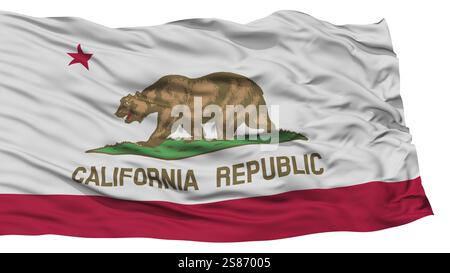 Isolierte Kalifornien Flagge, USA, Winkend auf weißem Hintergrund, hohe Auflösung Stockfoto