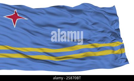 Isolierte Aruba Flagge, Winkend auf weißem Hintergrund, hohe Auflösung Stockfoto