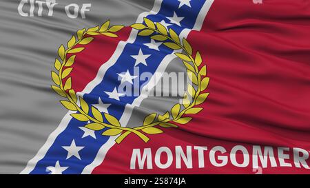 Closeup Montgomery Flag, Hauptstadt des Bundesstaates Alabama, fliegen im Wind Stockfoto