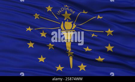 Closeup Indiana Flagge am Fahnenmast, USA Zustand, winken im Wind, hohe Auflösung Stockfoto