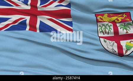 Nahaufnahme Fidschi-Flagge, im Wind winkend, hohe Auflösung Stockfoto
