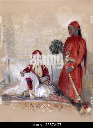 Iskander Bey und sein Diener, 1848, Gemälde von John Frederick Lewis, Historisch, digital restaurierte Reproduktion von einer Vorlage aus dem 19. Jahrhundert Stockfoto