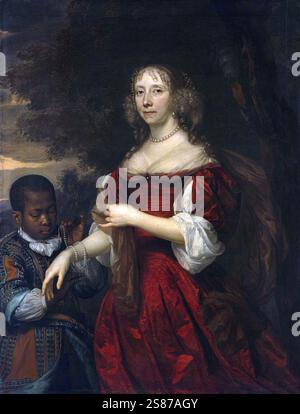 Margaretha van Raephorst, Frau von Cornelis Maartenszoon Tromp (9. September 1629 - 29. Mai 1691) war ein niederländischer Marineoffizier, Gemälde von Jan Mijtens, Historisch, digital restaurierte Reproduktion von einer Vorlage aus dem 19. Jahrhundert Stockfoto
