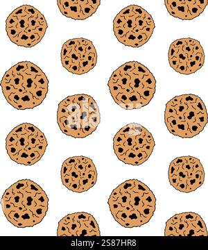 Nahtloses Vektor-Muster von Hand gezeichneter Skizze Kritzelfarbe Cookies isoliert auf weißem Hintergrund Stock Vektor