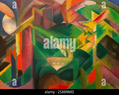 Hirsch im Klostergarten, Hirsch im Klostergarten, Hirsch im Klostergarten, Franz Marc, 1912, Stockfoto