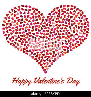 Rotes Herz aus kleinen Herzen. Valentinstag Hintergrund mit Herz auf weißem Hintergrund. Symbol der Liebe Element für Hochzeitsvorlage. Stock Vektor