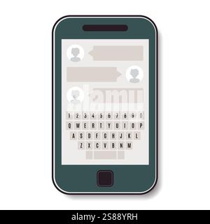 Mobiltelefon mit Chat und Tastatur. Vektorabbildung Stock Vektor