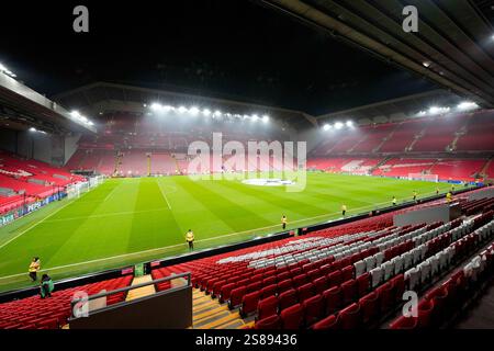 Anfield, Liverpool, Merseyside, Großbritannien. Januar 2025. Champions League Football, Liverpool gegen Lille; Allgemeine Ansicht des Anfield Stadium vor dem Spiel Credit: Action Plus Sports/Alamy Live News Stockfoto