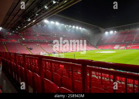Anfield, Liverpool, Merseyside, Großbritannien. Januar 2025. Champions League Football, Liverpool gegen Lille; Allgemeine Ansicht des Anfield Stadium vor dem Spiel Credit: Action Plus Sports/Alamy Live News Stockfoto