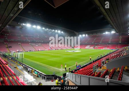 Anfield, Liverpool, Merseyside, Großbritannien. Januar 2025. Champions League Football, Liverpool gegen Lille; Allgemeine Ansicht des Anfield Stadium vor dem Spiel Credit: Action Plus Sports/Alamy Live News Stockfoto