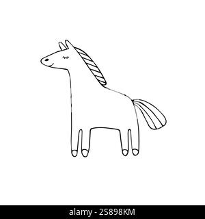 Vektor Hand gezeichnete Kritzelskizze Pferd isoliert auf weißem Hintergrund Stock Vektor