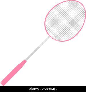 Vektor flache Karikatur rosa Badmintonschläger isoliert auf weißem Hintergrund Stock Vektor