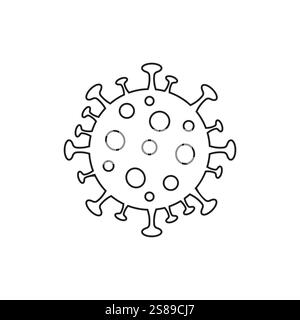 Vektor flache Umrisse 2019-nCoV neuartiges Coronavirus Bakterienzellensymbol isoliert auf weißem Hintergrund Stock Vektor