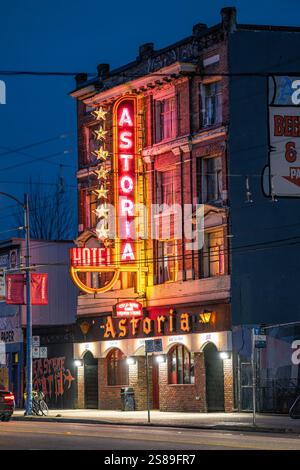 Astoria Hotel, Hastings Street, DTES, Vancouver, British Columbia, Kanada Stockfoto